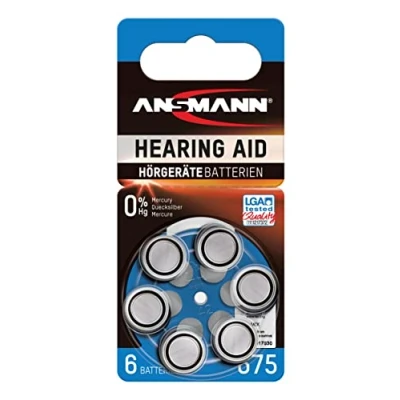 Image of Ansmann 5013253 Hearing Aid Batteries [Pack of 6 Cells] Size 675 Blue Zinc Air Suitable for Aids, Sound Amplifier 1.45V Mercury Free