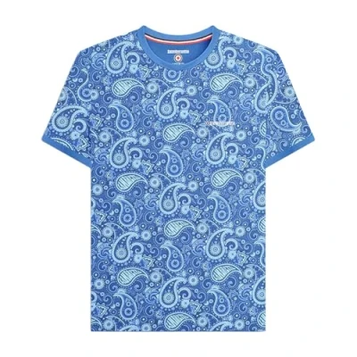 Image of Lambretta Mens Paisley Brand Short Sleeve T Shirt Dark Blue L