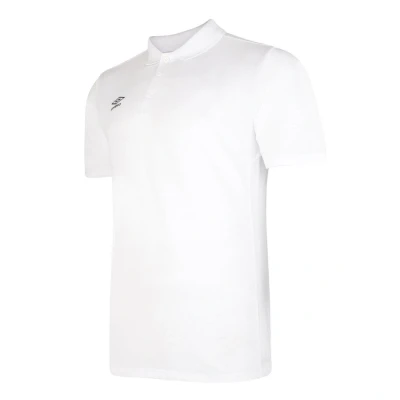 Image of Umbro Boys Essential Polo Shirt (White/Black) Size 7 8Y