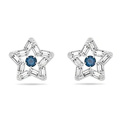 Image of Swarovski Stella Star Earrings, Blue Crystals in a Rhodium Plated Setting, from the Collection
