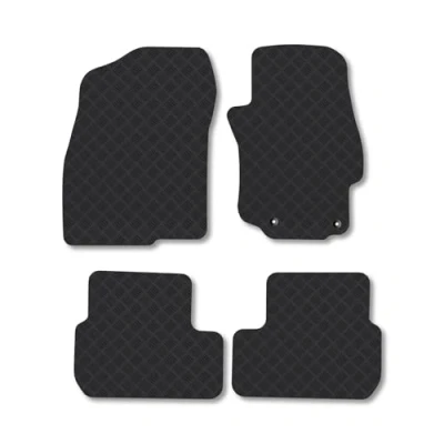 Image of Rubber Car Mats Compatible with Mitsubishi Lancer (2010 2015) Tailored Fit Floor Set Accessory Black Custom 4 Pieces Clips Anti Slip Backing, Heavy Duty &amp; Waterproof
