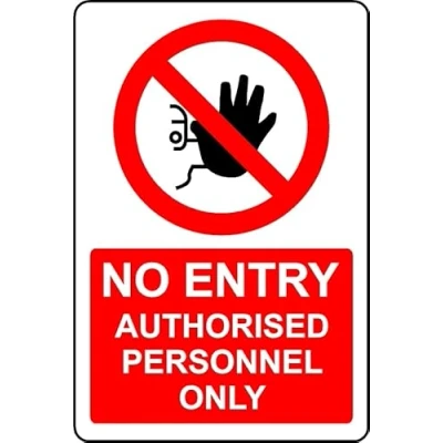 Image of No Entry authorised Personnel only Safety Sign Self Adhesive Sticker (300mm x 200mm)