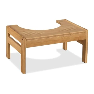 Image of Relaxdays Toilet Stool Bamboo, HWD: 21 x 42 30 cm, as Children&#039;s Stand Step and for Healthy Squating Position, Natural