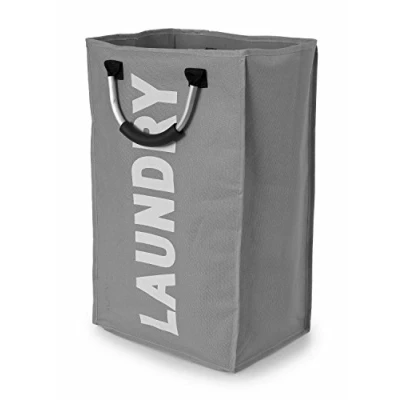 Image of FunkyBuys Laundry Basket with Handles Clothes Storage Bags Foldable Hamper Collapsible Washing Bin Portable Carry Bag (Single Dark Grey)