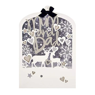 Image of Christmas Card for Mum &amp; Dad from Hallmark Die Cut Lasered Effect Design
