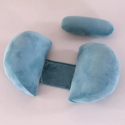 Image of SHANNA Wedge Pregnancy Pillow for Sleeping, 2024 NEW Adjustable Soft Velvet Comfort Full Body Pillow, Support Pregnant, Maternity &amp; Nursing Removable Cover(Blue)