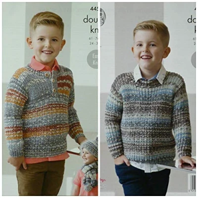 Image of King Cole Knitting Pattern Easy Knit Ribbed Jumpers Hat and Scarf in Drifter DK 4453