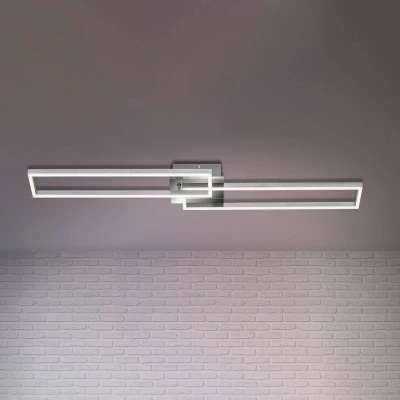 Image of BRILONER LED Ceiling Light with Remote Control, Dimmable, Adjustable from Warm White to Neutral White, Lamp, Light, Living Room Bedroom Kitchen 110s24.8s7.8 cm, Chrome
