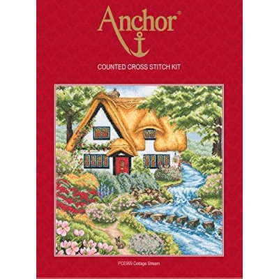 Image of Anchor Cross Stitch Kit: Cottage Stream, Multi, 20 x 30cm