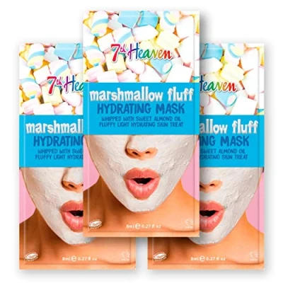 Image of 7th Heaven Marshmallow Fluff Hydrating Face Masks with Sweet Almond Oil and Aloe Vera to Moisturise Skin Pack of 3