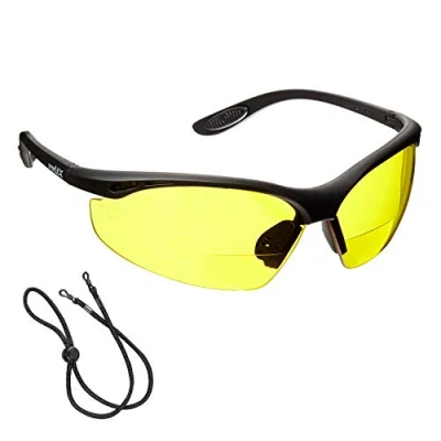Image of voltX &#039;CONSTRUCTOR&#039; BIFOCAL Reading safety Glasses (YELLOW +1.5 Dioptre) UKCA &amp; CE EN166F certified/Cycling Sports includes cord + UV400 anti fog coated lens