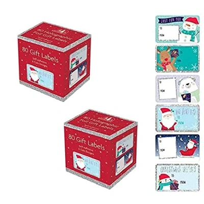 Image of 1ABOVE Christmas Collection Adhesive Label Pack of 160 Labels (Holographic FOIL)