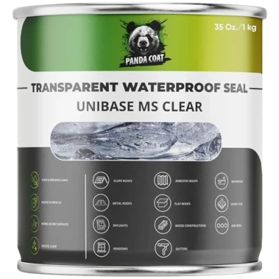 Image of Waterproof Clear Sealant All Purpose Sealer for Roof, Gutters, Bathroom &amp; Outdoor Joints Stop Leak Repair Cracks Transparent Coating Unibase MS Made in EU (1 kg)