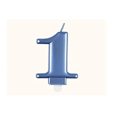 Image of Dazzling Metallic Blue Number 1 Birthday Candle Perfect Cake Topper for Unforgettable Milestones Pc