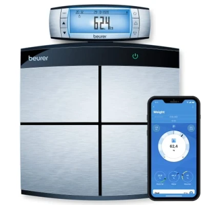 Image of Beurer BF 105 Bodycomplete body scales Full analysis Measures fat and muscle mass Connected with app removable XXL display