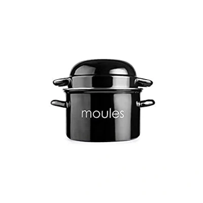 Image of IBILI Mussels Pot, Black, 22 cm, Enamelled Steel, Suitable for Induction Hobs