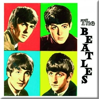 Image of Beatles Four Colours (square) Songtrack steel fridge magnet 75mm x (ro)