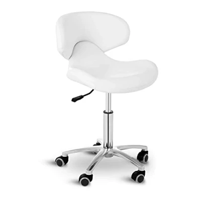 Image of PHYSA Stool Chair With Backrest Direct Transition Back 360 Swivel Rolling 5 Castors Salon Office Adjustable Height GREEN TERNI (Max. Load 150kg, PVC Cover, Steel Frame, Gas Pump)