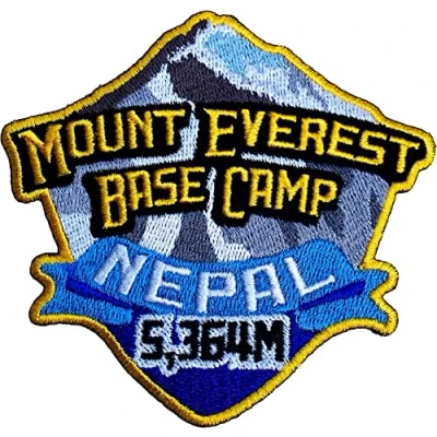 Image of Mount Everest Base Camp Nepal Iron on Patch / 3.5 Inch Embroidered Badge Applique Motif Trekking Mountain Climbing Mountaineering