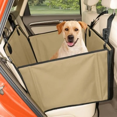 Image of Extra Stable Dog Car Seat Reinforced for Medium Sized Dogs with 4 Fastening Straps Robust and Waterproof Pet the Back of (S Size, Khaki)