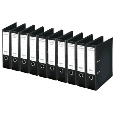 Image of Esselte Chromos Lever Arch Files Pack of 10 80 mm spine black