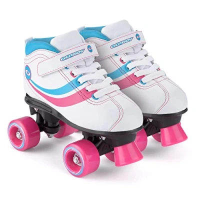 Image of Osprey Disco Quad Roller Skates for Adults and Kids, Retro Boots with ABEC 7 Bearings, UK ADULT 2/EU 34, White