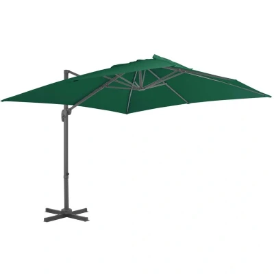 Image of vidaXL Hanging Garden Parasol 300x300 cm Green Aluminium Pole