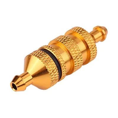 Image of Dilwe RC Car Oil Fuel Filter, Alloy Aluminum Nitro Filter Compatible with 1/8 1/10 Scale Model Car(Gold) Accessories