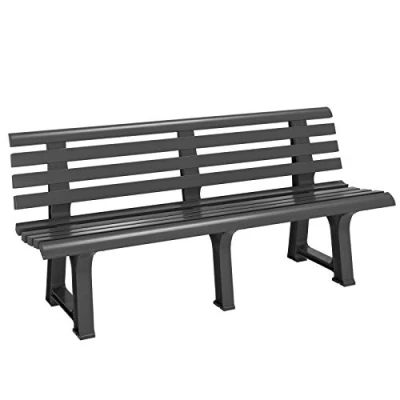Image of CASARIA® Orchidea Garden Bench 3 Seater Durable Plastic Outdoor Furniture Perfect for Patio Deck or Balcony Weather Resistant 145 cm Anthracite