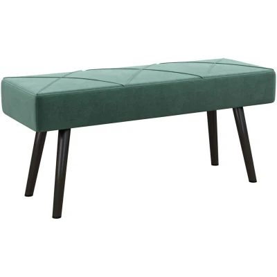 Image of HOMCOM End of Bed Bench with X Shape Design and Steel Legs, Upholstered Hallway for Bedroom, Green