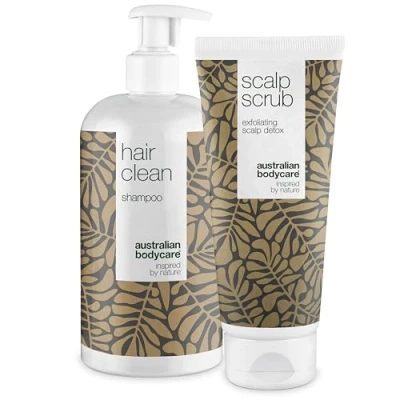 Image of 2 Products for greasy hair 500 ml deep cleansing shampoo with tea tree oil and 200 scalp scrub that removes excess sebum bacteria