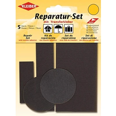 Image of Kleiber 5 Piece Self Adhesive Nylon Clothing Repair Patch Set, Brown