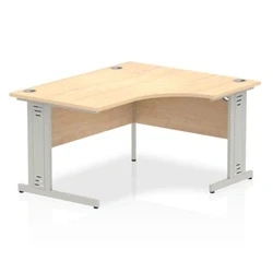 Image of Impulse 1400mm Right Crescent Desk Maple Top Silver Cable Managed Leg
