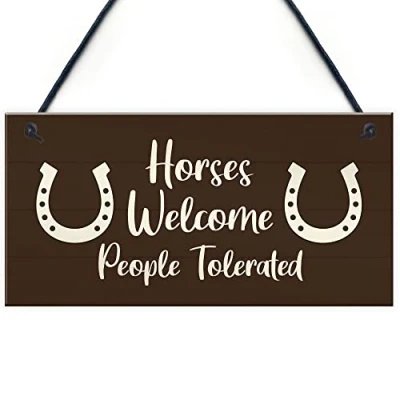 Image of RED OCEAN Funny Stable Sign Hanging Door Plaque Horse Lover Gift Pet