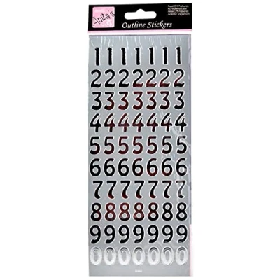 Image of Anitas Outline Stickers, Large Numbers, Silver, For Scrapbooking, Card Making, Kids Play, Homework, Art, Craft, Embelish, Decorative, Paper, Card, Glass, Metal, Plastic, Foam