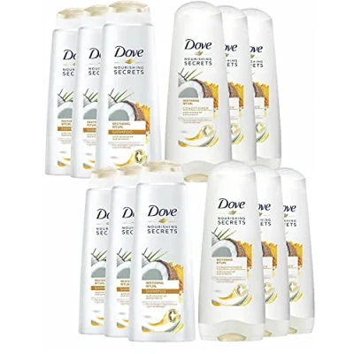 Image of Dove Nourishing Secrets Restoring Ritual Shampoo and Conditoner Bundle, Set contains 6 Bottles of 400ml Conditioner 350ml