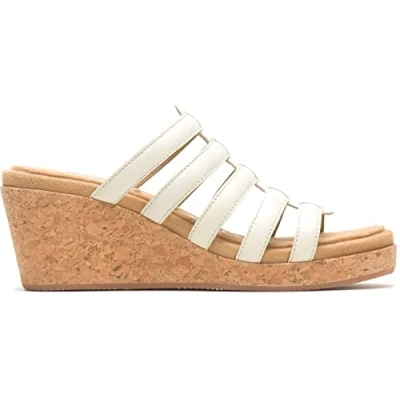 Image of Hush Puppies Women&#039;s Willow Slide Ladies Heeled Sandals, White, 4 UK