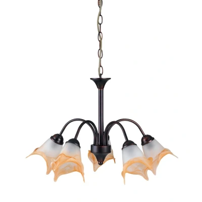 Image of 5 Light Multi Arm Pendant Ceiling Rust 60x55cm