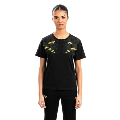 Image of Venum, UFC Adrenaline Replica Women’s Short Sleeve T Shirt, Women&#039;s, XL, Black/Gold