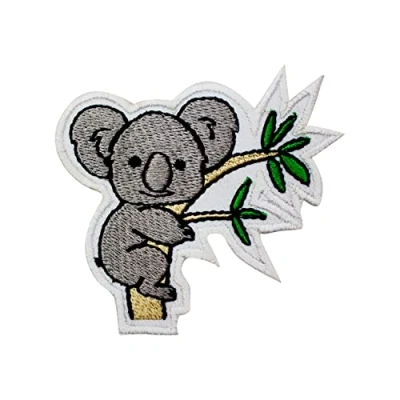 Image of Cute Koala Patch, Animal Cartoon Applique, Kids Rhymes Patch Embroidered Iron on Sew Badge for Clothes etc. 7x6cm