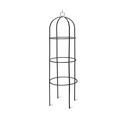 Image of MantraRaj 1.9m Metal Garden Obelisk Trellis Outdoor Climbing Plant Flowers Steel Frame Wgo Vines Floral Decor Black Yard Round Weather Proof Support Arch