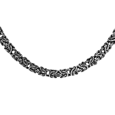 Image of Tuscany Silver Men&#039;s Sterling Rhodium Plated Oxidised Byzantine Chain 56cm/22&quot;