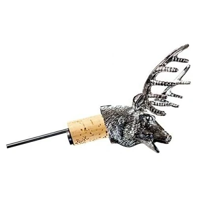 Image of The Just Slate Company JS/WBP/S Stag Wine Bottle Pourer, Stainless Steel