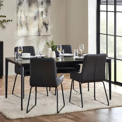 Image of Julian Bowen Miami Rectangular Stone Top Dining Table Slate Grey, 76 x 120 80