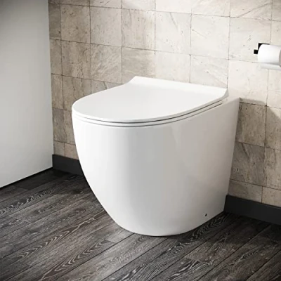 Image of Nes Home Rimless Round Back to Wall Pan with Soft Close Toilet Seat