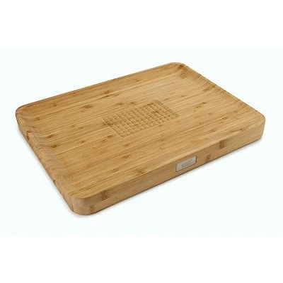 Image of Joseph Cut &amp; Carve Non Slip, Multi Function, Double Sided Chopping Board for Food Preparation and Carving, Bamboo wood, Large