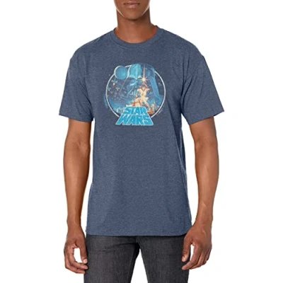 Image of STAR WARS Mens Vintage Victory Graphic T Shirt Shirt, Navy Blue Heather, XL