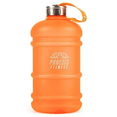 Image of Phoenix Fitness Water Bottle 2L Drinks with Leakproof Cap and Carry Strap Lightweight for Sports, Gym &amp; Travel BPA Free Non Toxic Orange