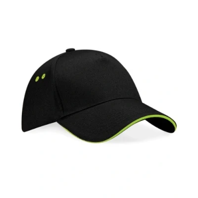 Image of COOZO Mens Ultimate 5 Panel Cap Sandwich Peak Black/Lime Green One Size