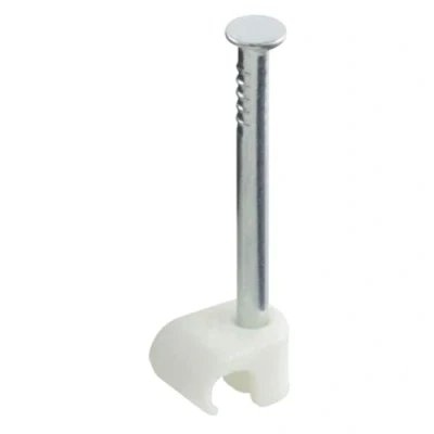 Image of GTSE Round White Cable Clips, for Cables 3 5 mm, Box of 100, Skirting Wire Nail Tacks Ethernet, Electrical Cables, Walls